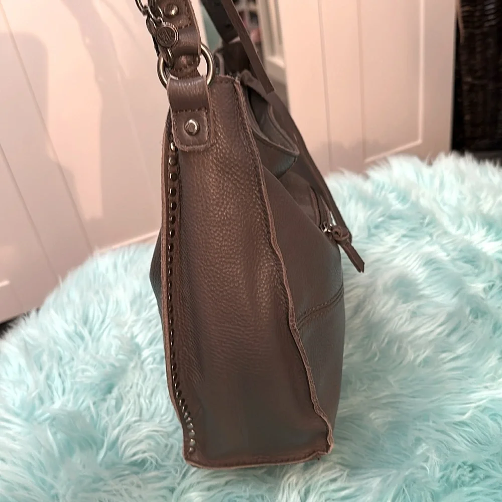 The Sak Gray Studded Leather Shoulder Bag Large Size Like New! 70% OFF